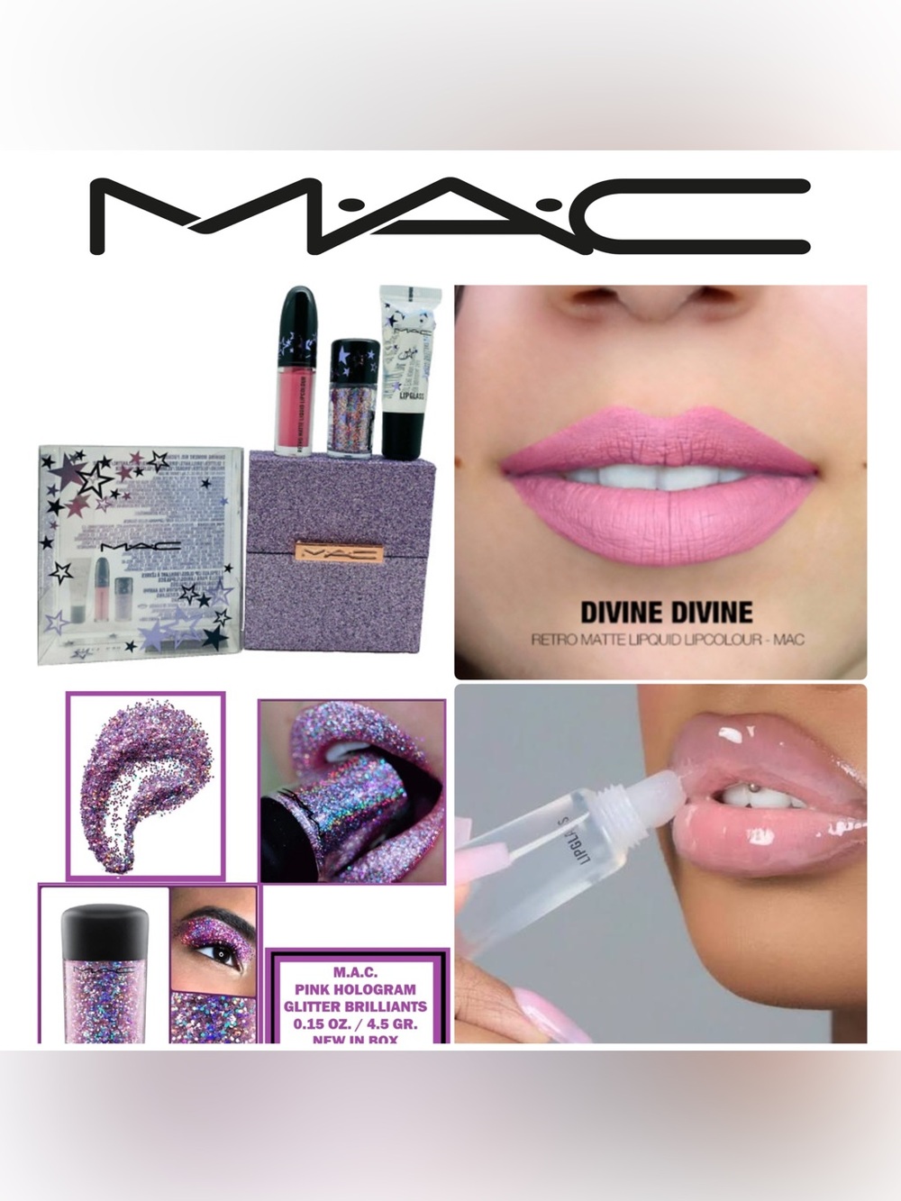 MAC Shining Moment Holiday Collection Kit Liquid Lipstick, Eyeshadow, Lipglass